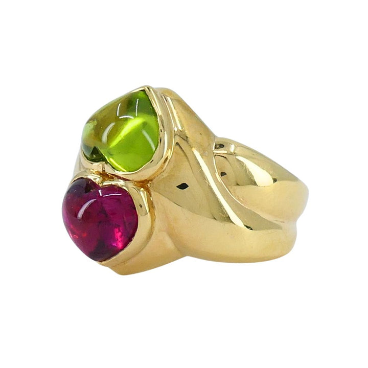 Vintage Bvlgari Cuore 18k Gold Gemstone Heart Ring