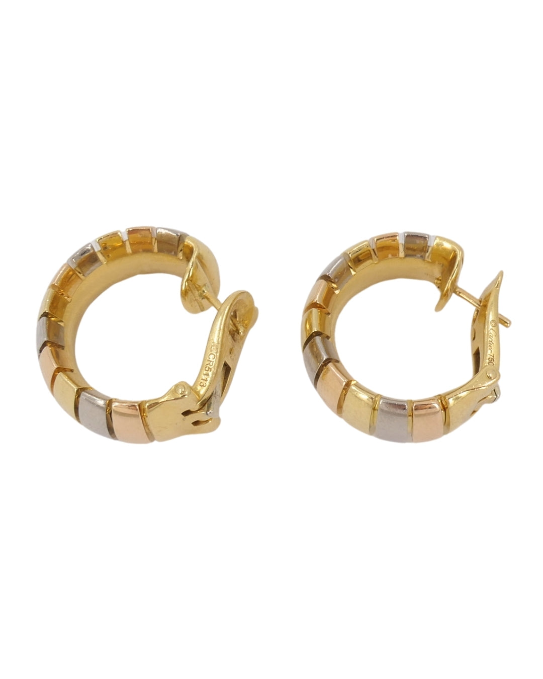 Cartier Hoop Earrings Tubogas Design 18k Tri-Color Gold