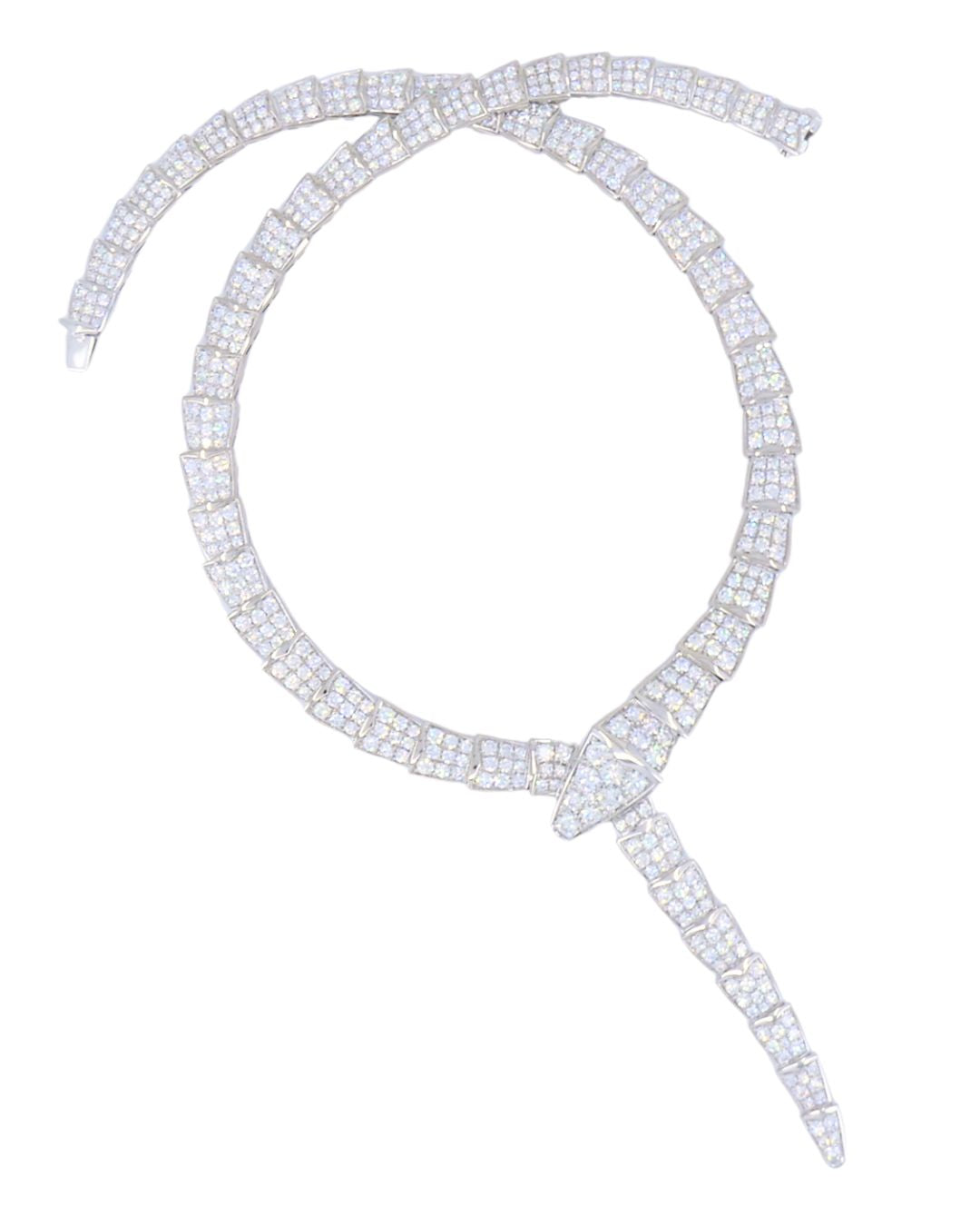 Bvlgari Bulgari Serpenti Viper Necklace 18k White Gold Diamond Drop Necklace Original Box