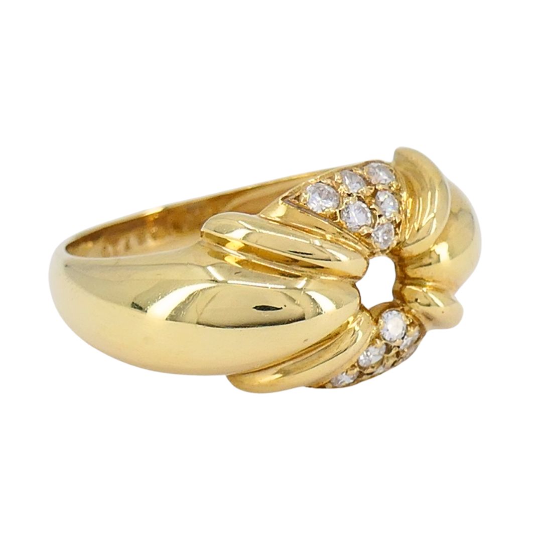 Vintage Chaumet Paris 18k Gold Diamond Ring Original Box