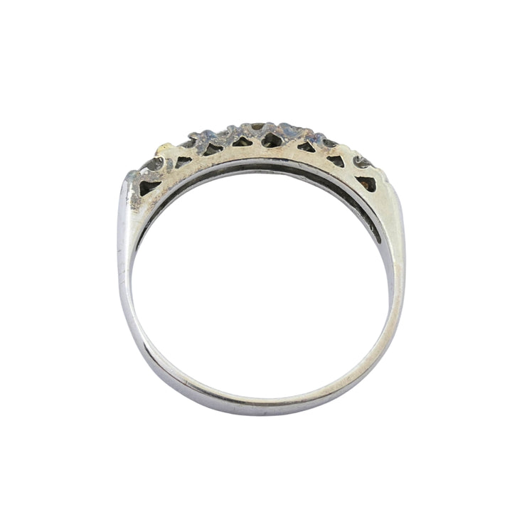 Vintage 12k Gold Diamond Ring Seven-Stone Band