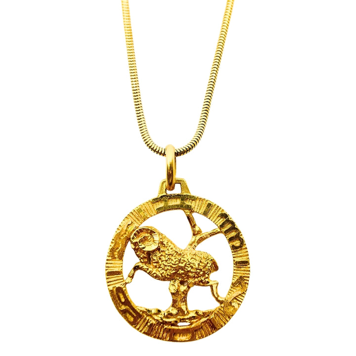 Aries Pendant Gold 18k Zodiac Jewelry 14k Necklace