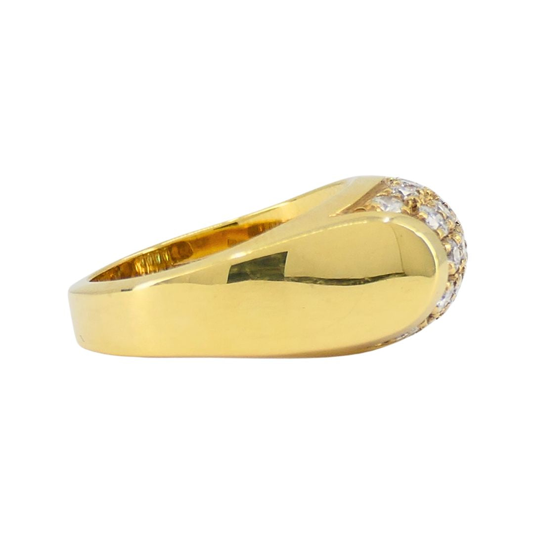 Vintage Bvlgari 18k Gold Diamond Tronchetto Ring