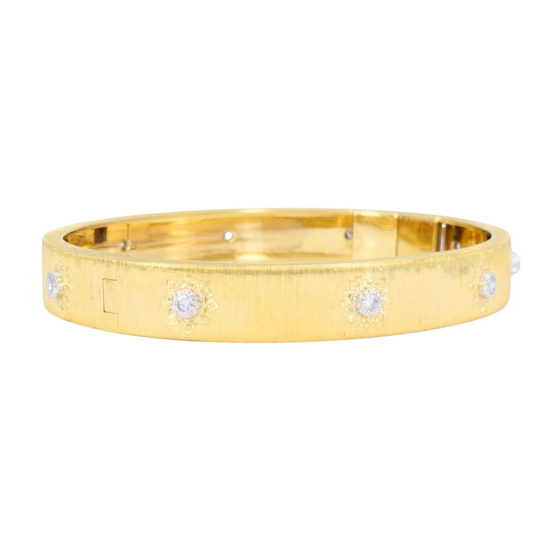 Vintage Buccellati 18k Gold Diamond Bangle Bracelet