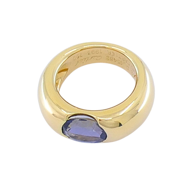 Vintage Cartier Ellipse 18k Gold Iolite Ring, 1993