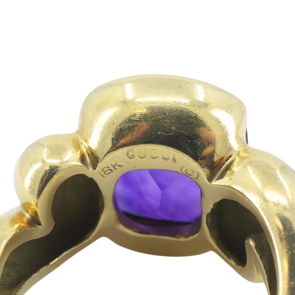 Gucci 18k Gold Amethyst Ring 6.5