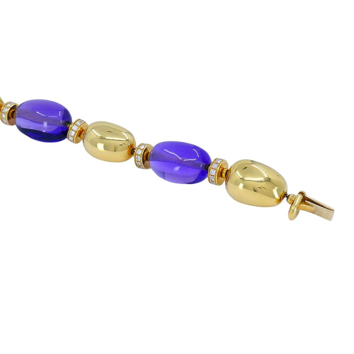 Bvlgari 18k Gold Amethyst Diamond Sassi Bracelet