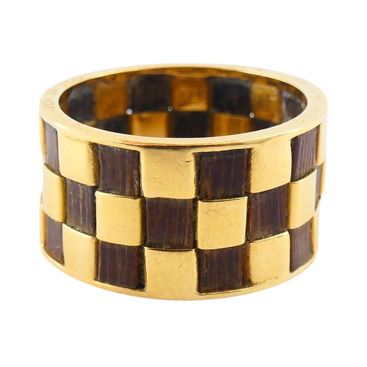 Vintage Van Cleef & Arpels 18k Gold Wooden Band Ring 5.5