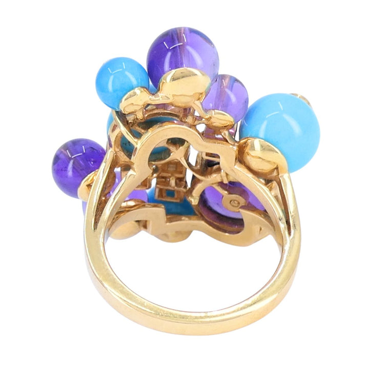 Cartier Délices de Goa 18k Rose Gold Diamond Turquoise Amethyst Ring