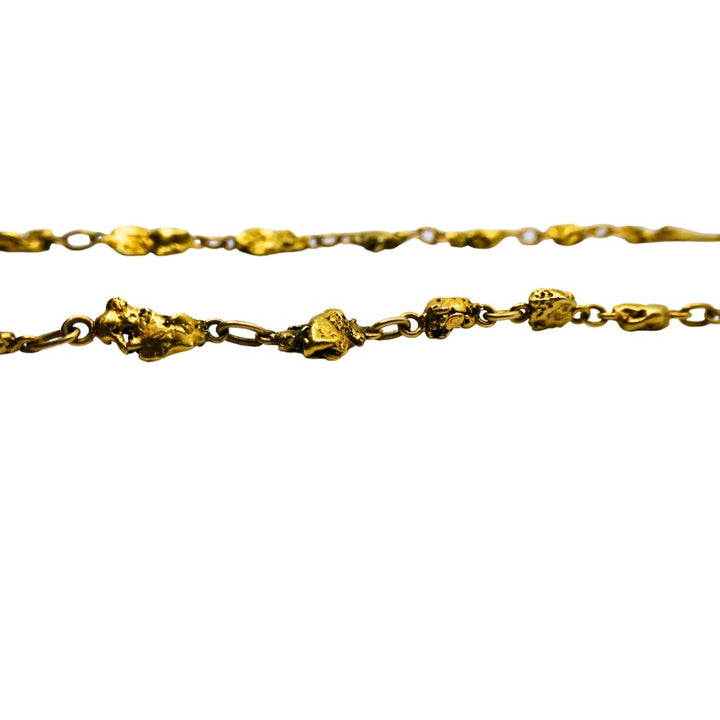 22k Gold Nugget Bar Necklace & 14k Gold Toggle Clasp