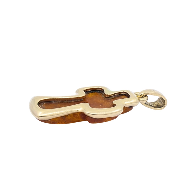 Vintage 14k Gold Baltic Amber Cross Pendant