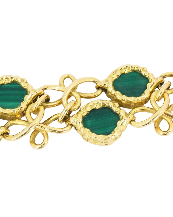 Vintage Malachite Bracelet Attributed to Mauboussin Paris 18k Gold