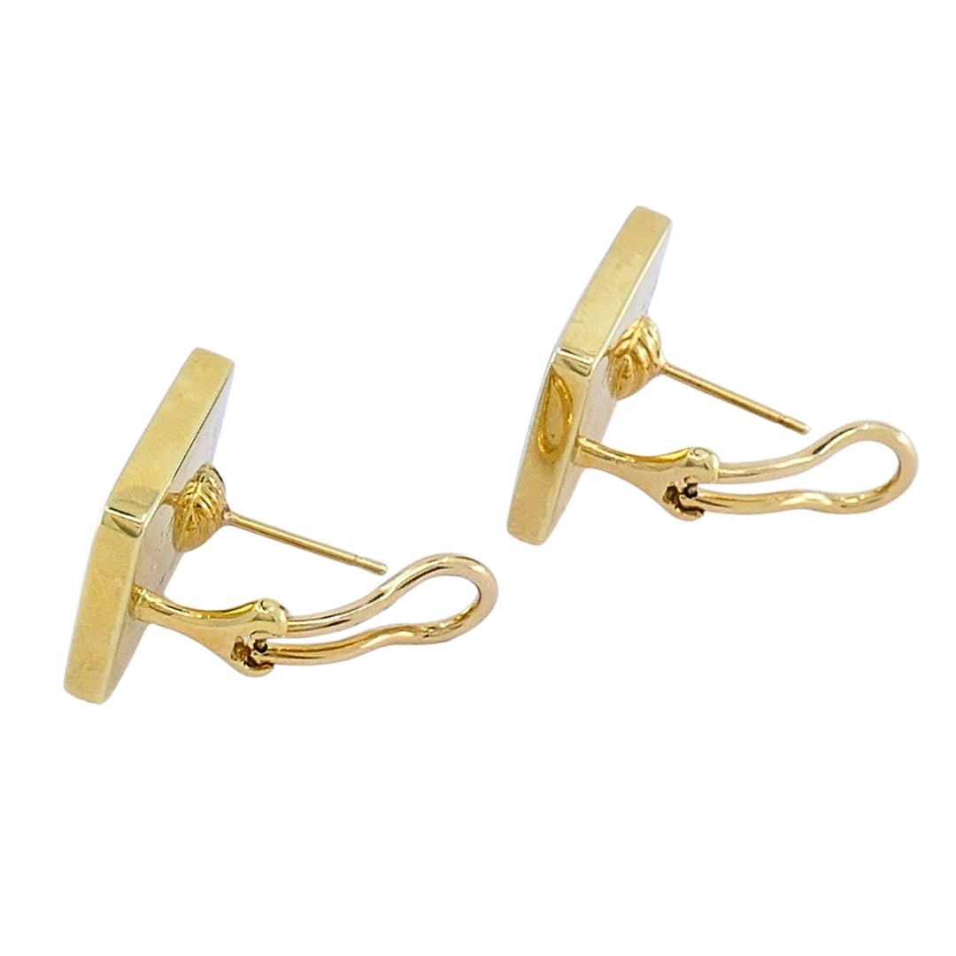 Tiffany & Co. Vintage 18k Gold Dice Earrings Onyx & Mother-of-Pearl Inlay
