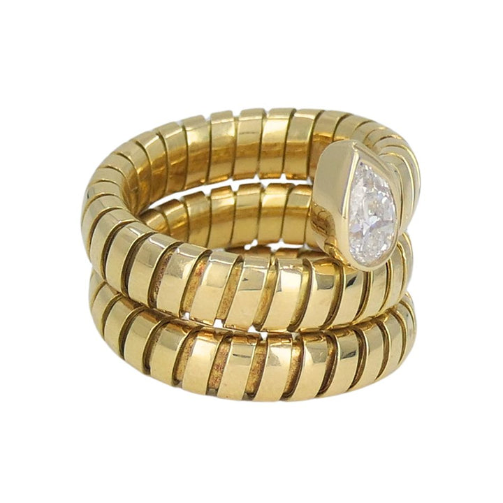Vintage Bulgari Serpenti Tubogas 18k Gold Diamond Ring