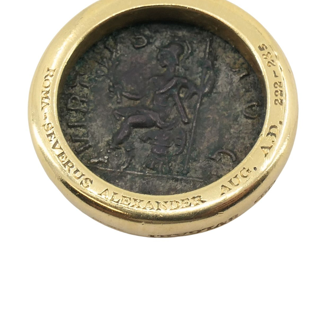 Vintage Bvlgari 18k Gold Ancient Coin Monete Bulgari Pendant