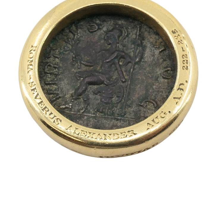 Vintage Bvlgari 18k Gold Ancient Coin Monete Bulgari Pendant