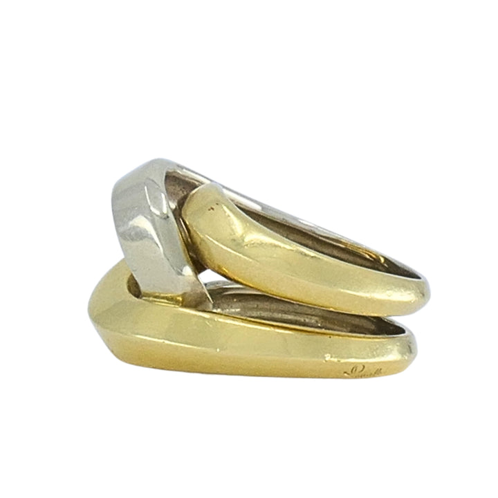 Vintage Pomellato 18k Two-Tone Gold Diamond Interlocking Cocktail Ring
