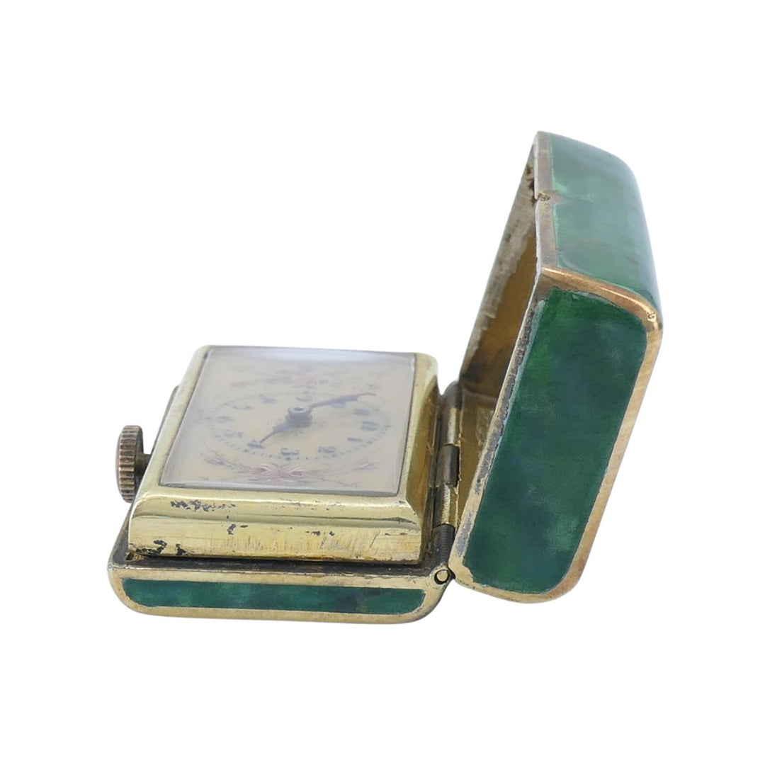 Juvenia Art Deco Swiss Galalith Sterling Silver Purse Watch