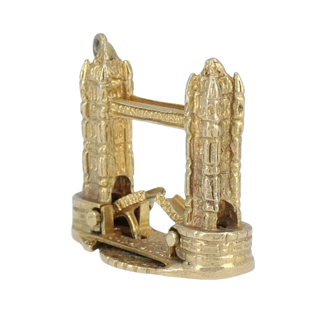 Vintage London Bridge Mechanical 9k Yellow Gold Charm Pendant