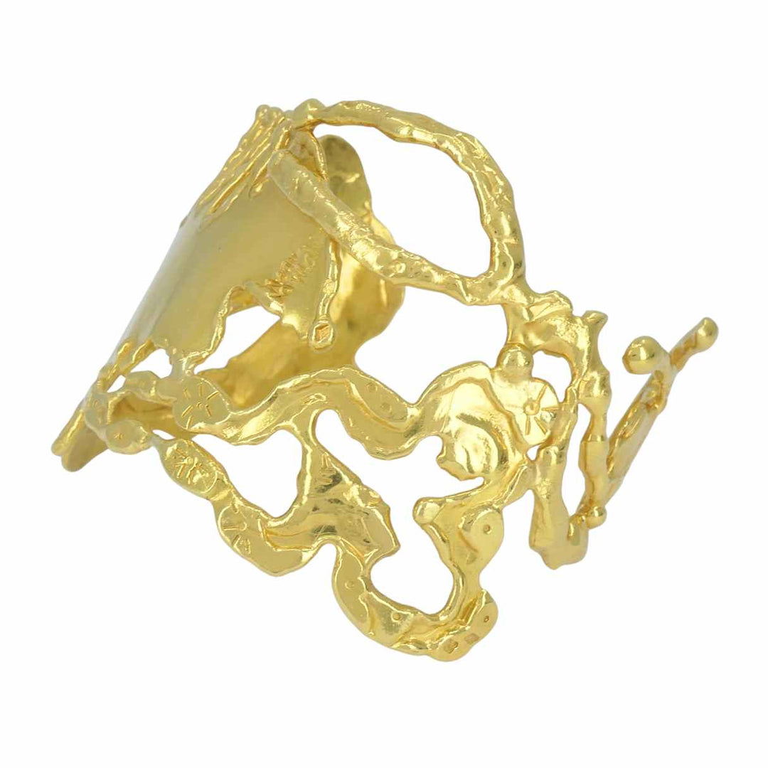 Vintage Jean Mahie 22k Gold Sculptural Cuff Bracelet