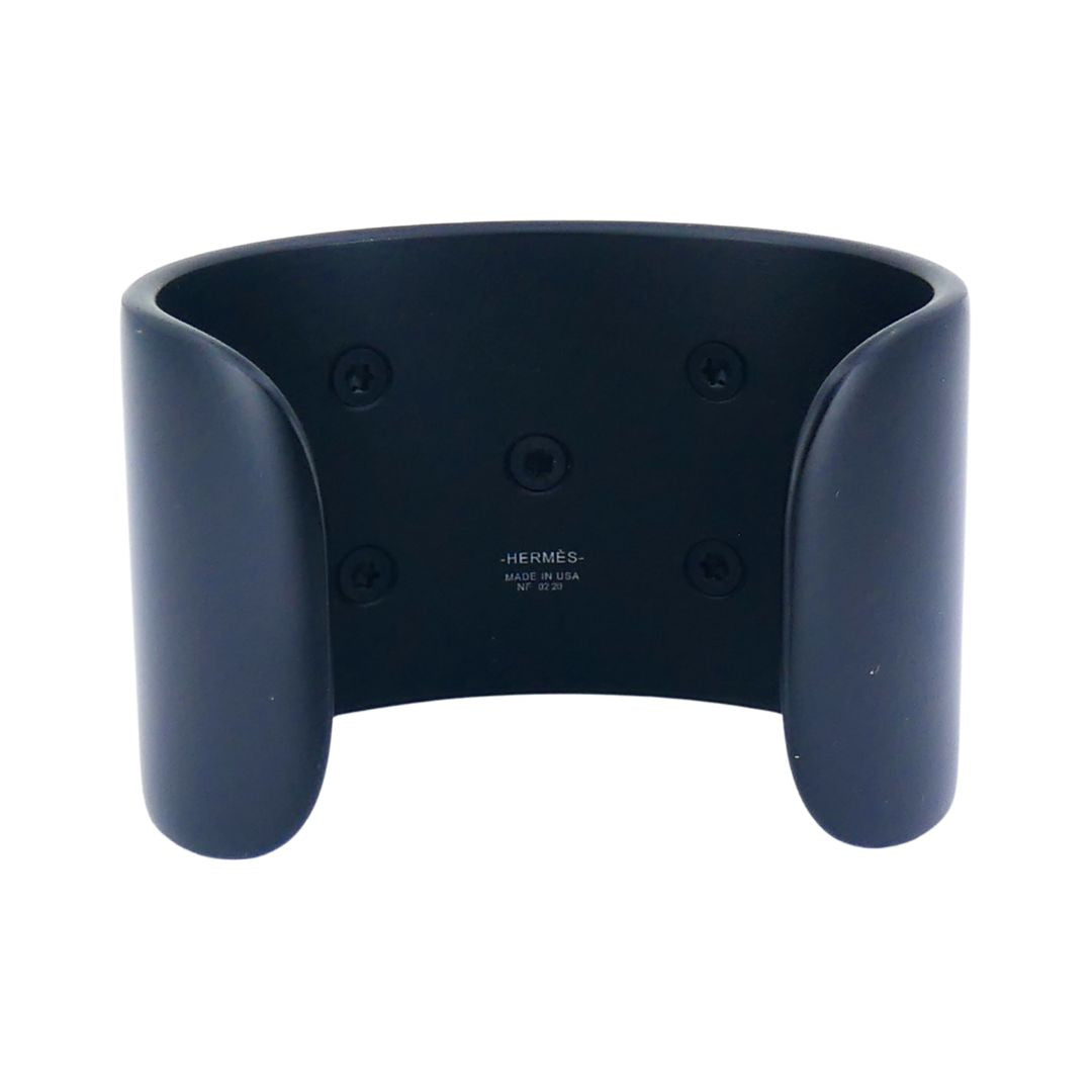 Hermes Collier de Chien Black Aluminium Sunset Cuff Bracelet