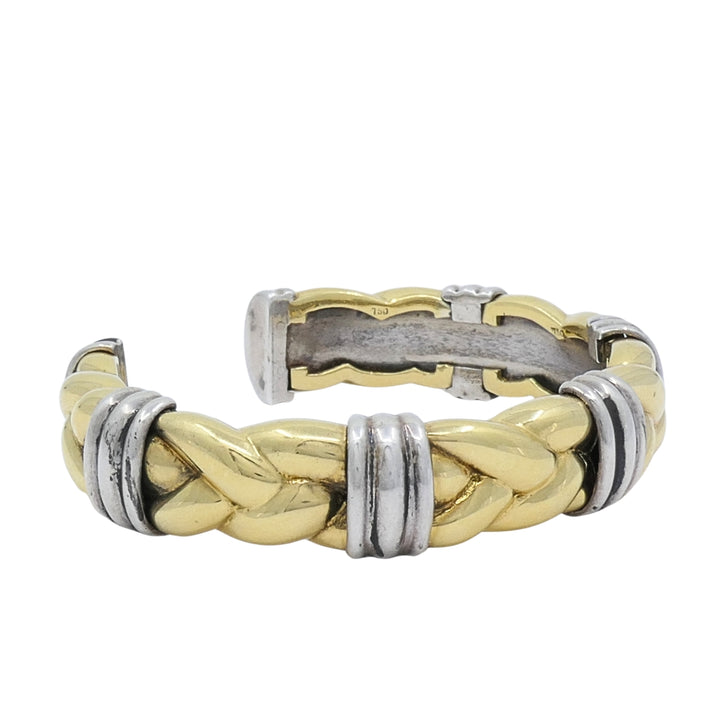 Vintage Bvlgari 18k Yellow Gold Sterling Silver Braided Cuff Bracelet Bulgari
