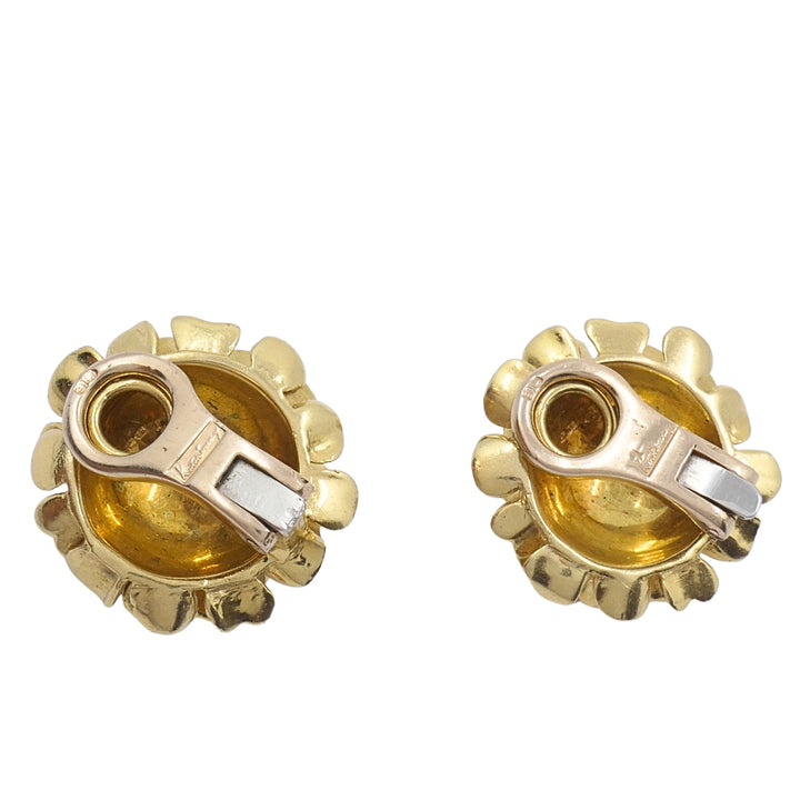 Vintage Kutchinsky 18k Gold Floral Cluster Clip-On Earrings, London