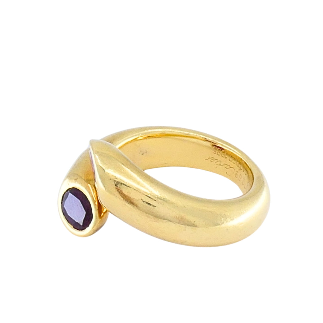 Cartier 18k Gold Ruby Ellipse Bypass Band Ring, 1995