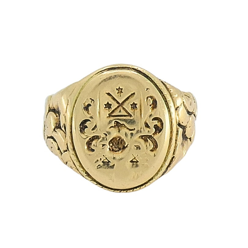 Antique 14k Gold Signet Ring Family Crest