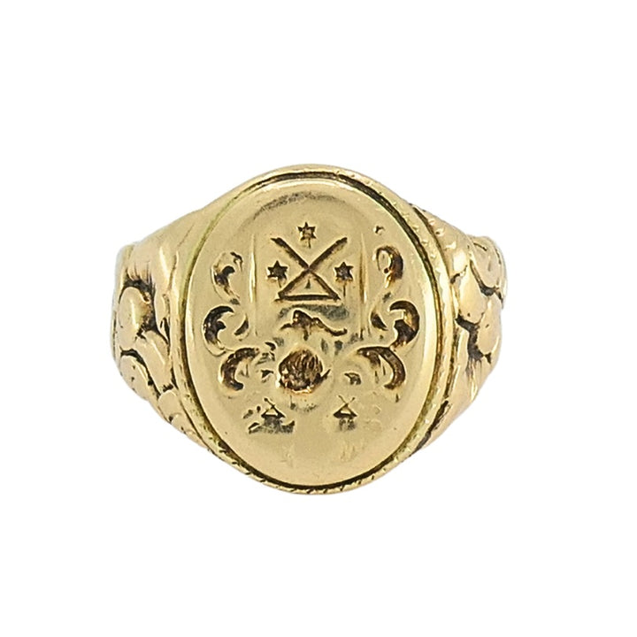 Antique 14k Gold Signet Ring Family Crest