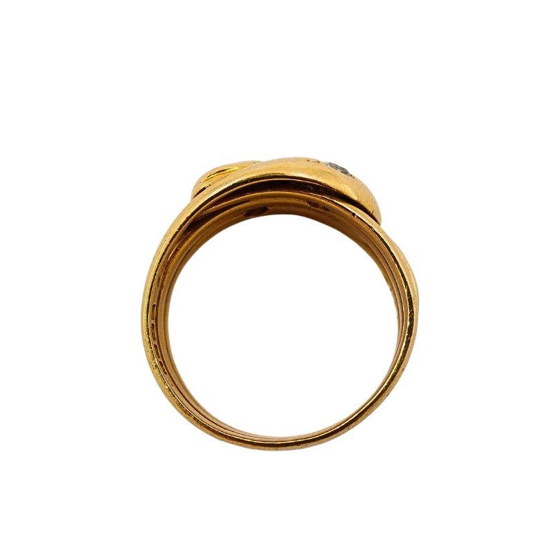 Victorian Double-Headed Snake Ring 18k Gold Diamond