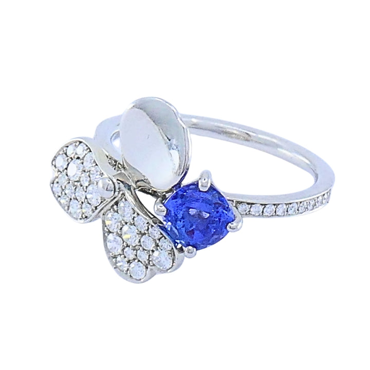 Tiffany & Co. Platinum Paper Flower Ring Tanzanite Diamonds