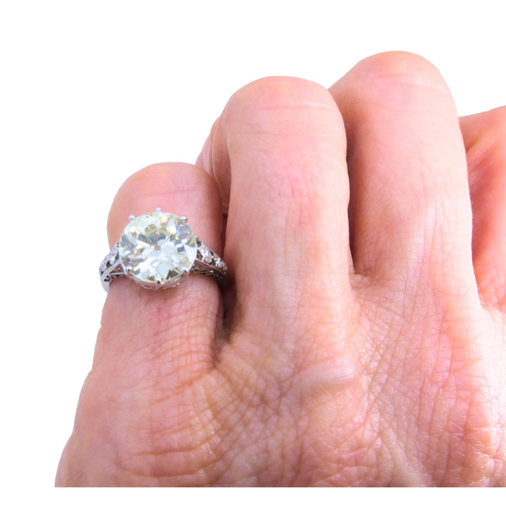 Art Deco Engagement Ring Old European Cut Diamond Platinum Ring Solitaire