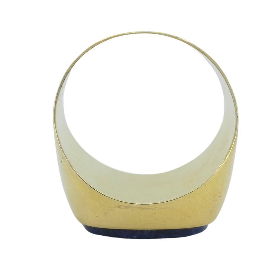 Vintage French 18k Gold Sodalite Signet Ring