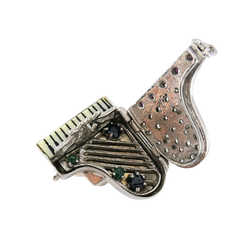 Vintage 14k Gold Grand Piano Diamond Gemstone Ring