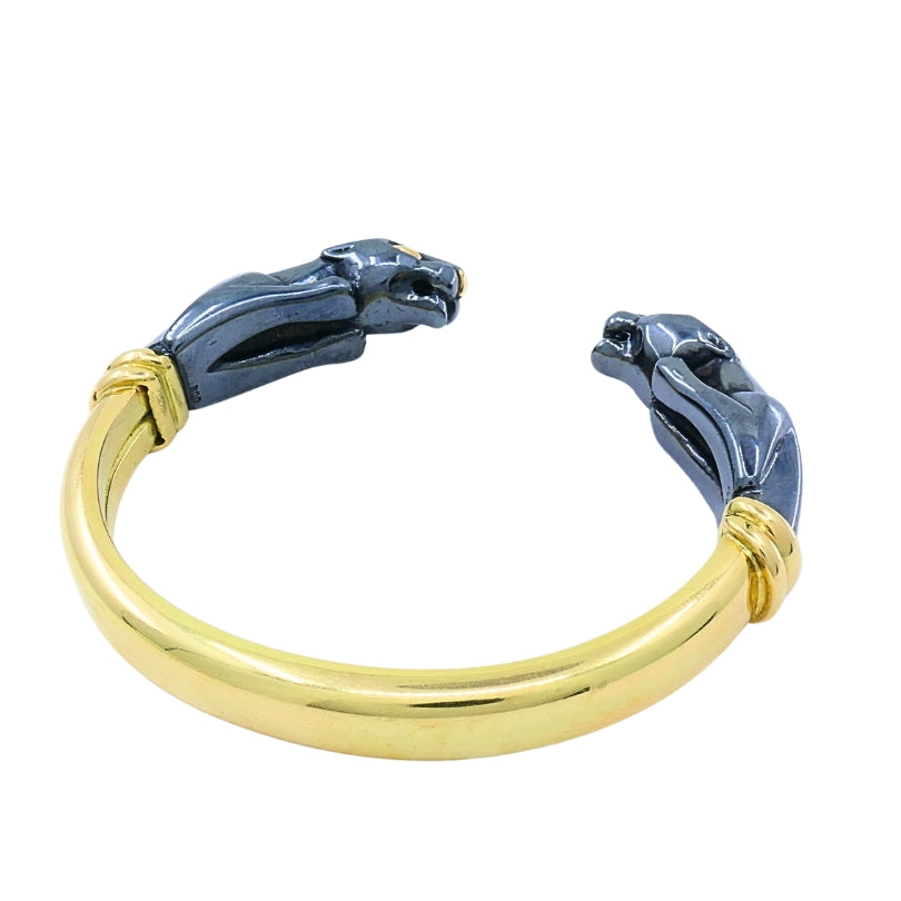 Cartier 18k  Gold Silverium Double Panthere Cuff Bracelet