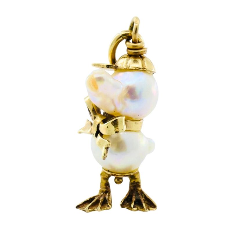 Pearl Charm Vintage 10k Gold Duckling