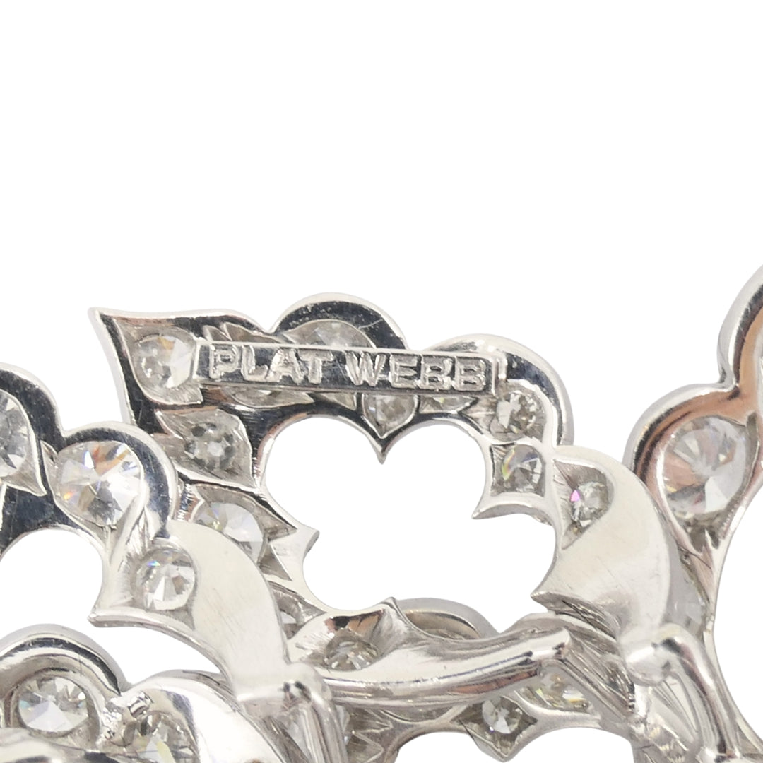 David Webb Diamond Platinum Brooch Floral Design