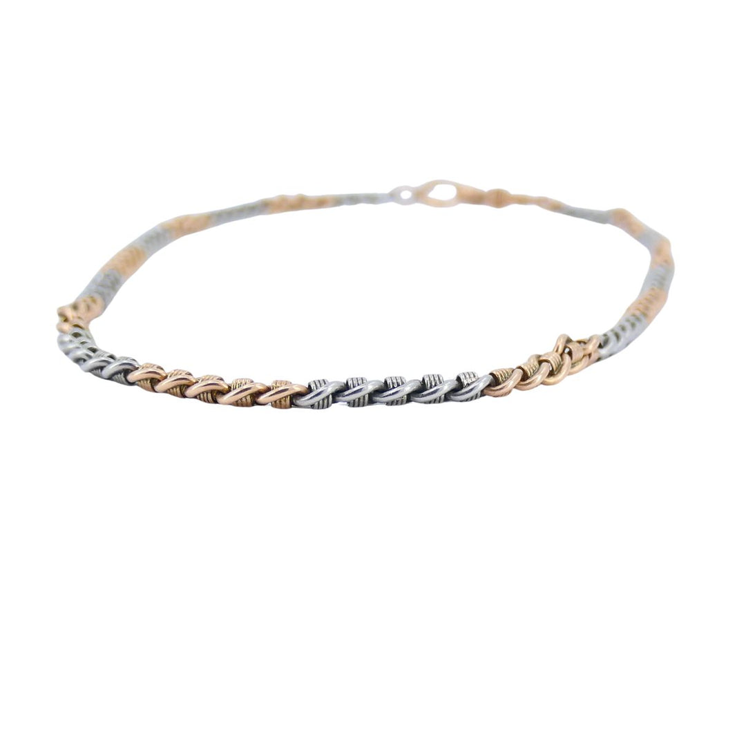 Vintage 14k Rose Gold Platinum Watch Chain Necklace