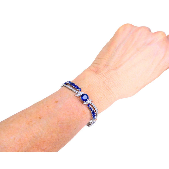 Oscar Heyman Platinum Sapphire Diamond Bracelet Certificate of Authenticity