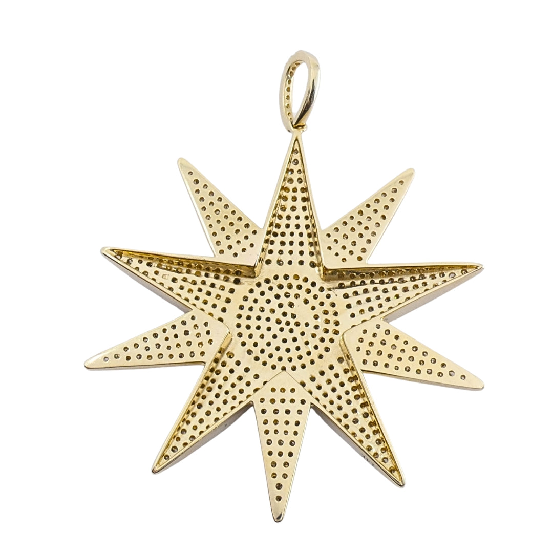 14k Gold Diamond Starburst Pendant Chain Necklace