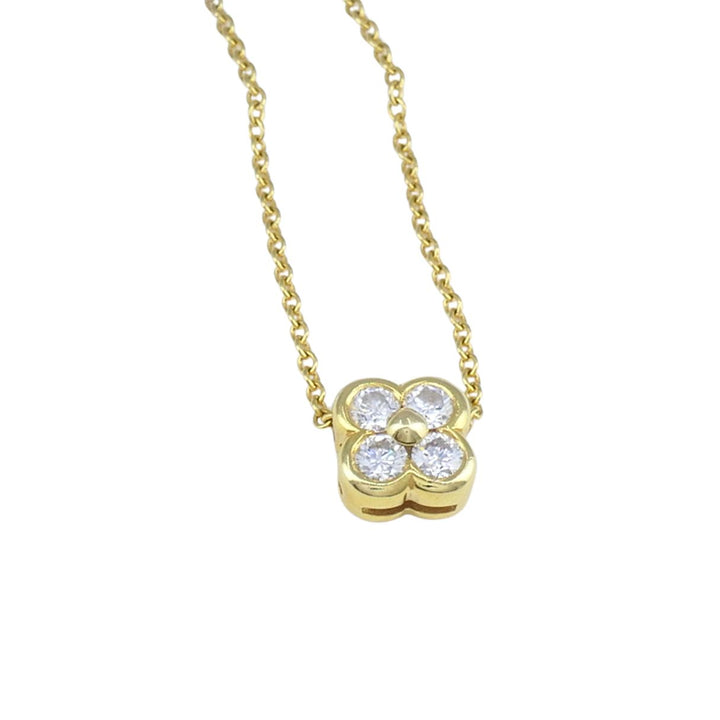 Tiffany & Co. 18k Gold Diamond Clover Flower Pendant Necklace