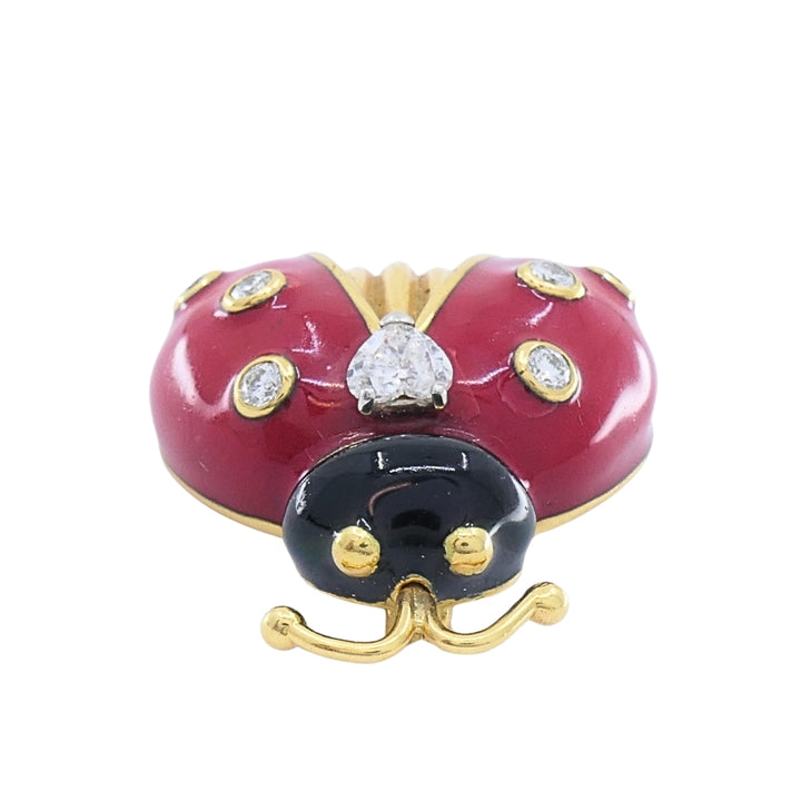 Oscar Heyman 18k Gold Diamond Enamel Ladybug Brooch