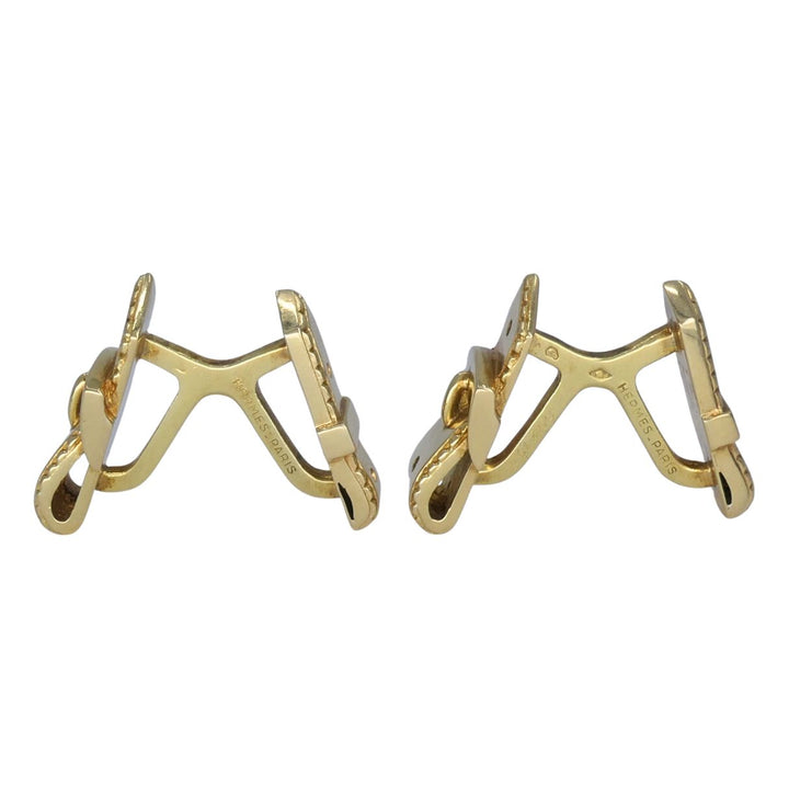 Vintage Hermès Paris 18k Gold Equestrian Cufflinks Horsebit Stirrup Belt Buckle