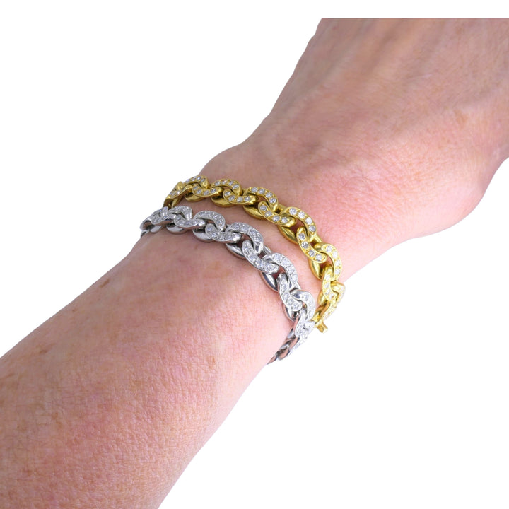 Sterle Paris Single Cut Diamonds Pair of Bracelets 18k Yellow & White Gold 1950s