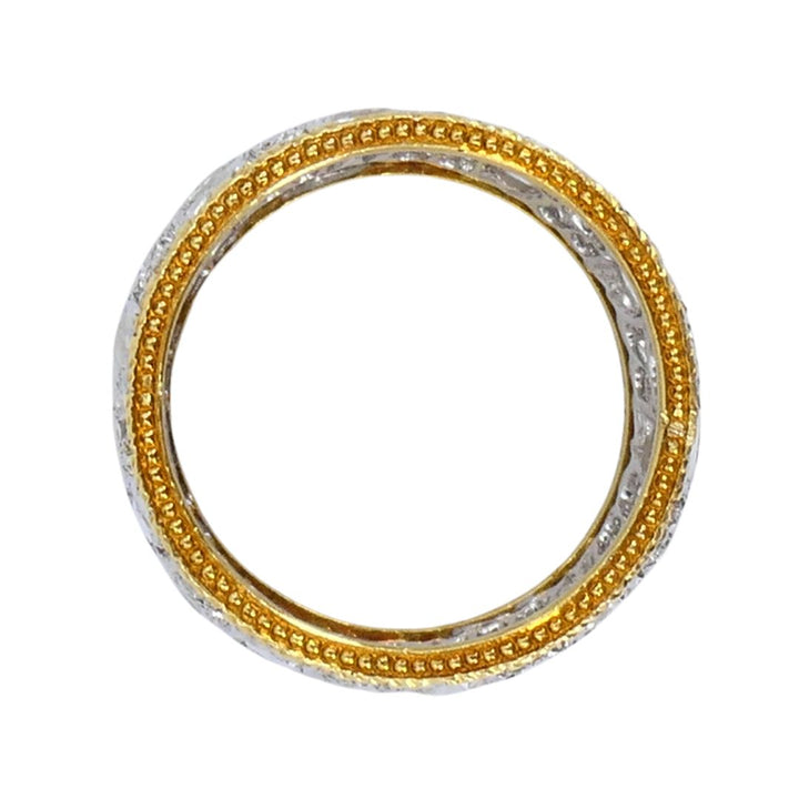Vintage Buccellati 18k Two-tone Gold Diamond Open Work Band Ring