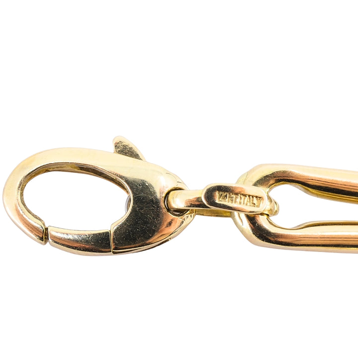 14k Gold Italian Elongated Bar Link Chain Necklace