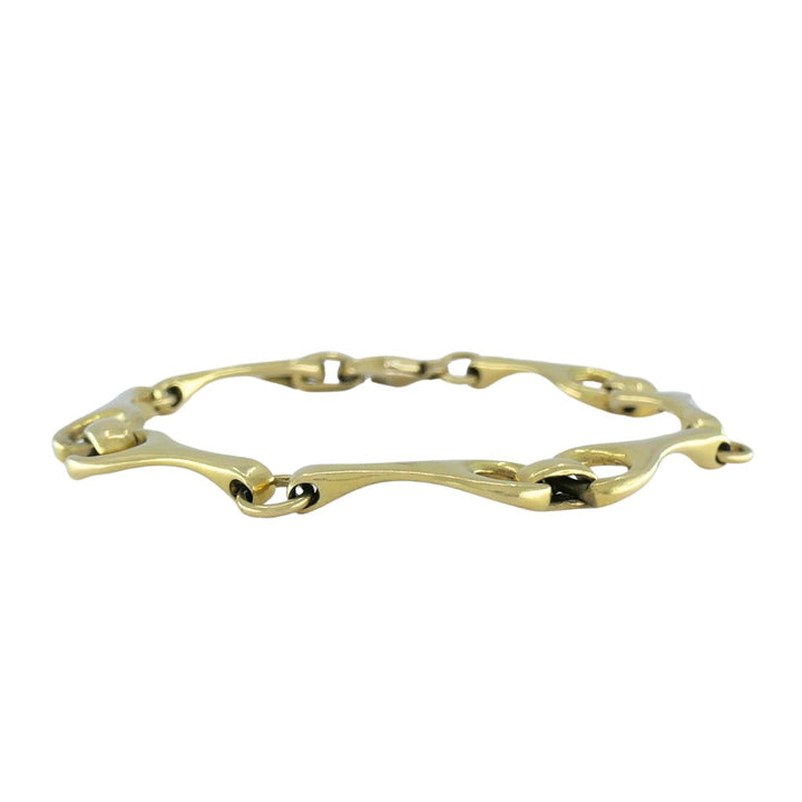 Vintage 18k Yellow Gold Equestrian Horse Bit Stirrup Link Bracelet Circa 1980s