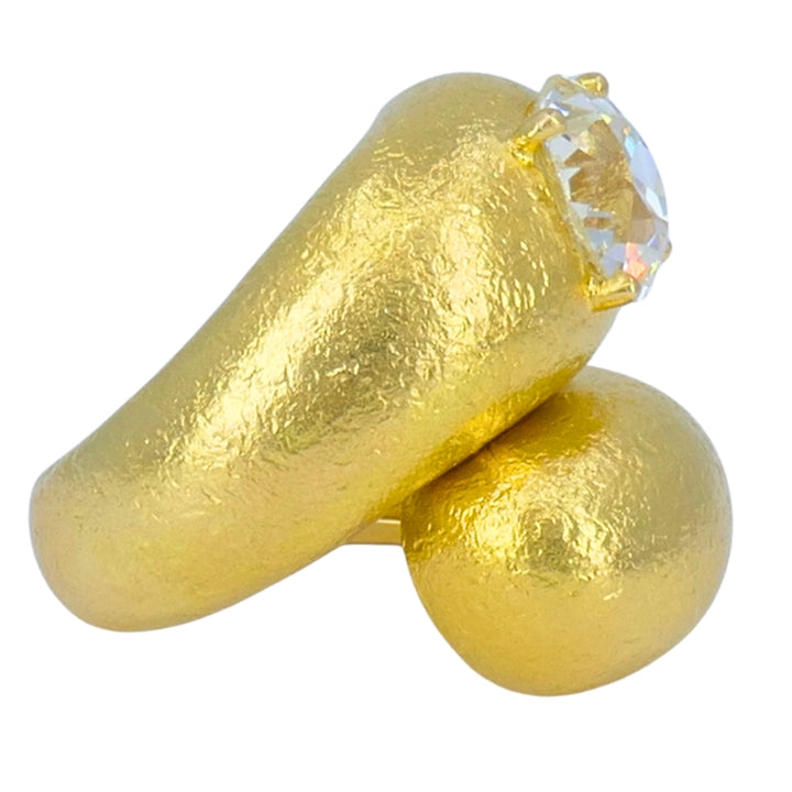 Old European Cut Diamond Ring Gold Bypass Cocktail Ring