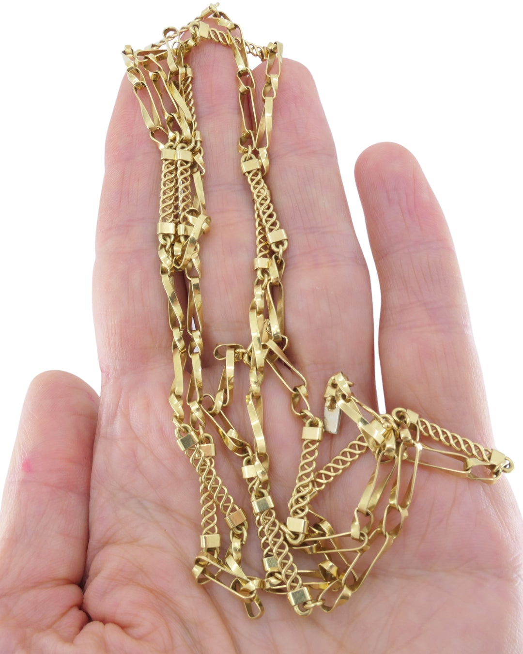 Vintage 18k Yellow Gold Chain Necklace 36” Long